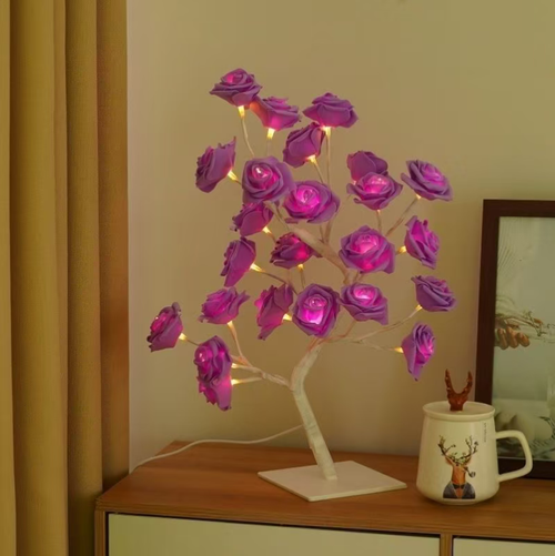 Luz de decoração de árvore rosa Lâmpada 3D Led Candeeiros de mesa Candeeiros de mesa Luzes de flores autocarregáveis LED Luz noturna Quarto Home Decor