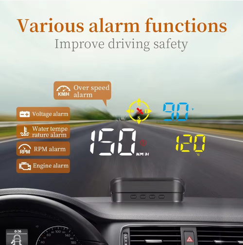 HUD抬头显示器GPS do carro HUD, velocímetro universal OBD do carro, projetor de bússola do carro, eletrônica do carro para vigilância por vídeo do carro, painel, automotivo, LED