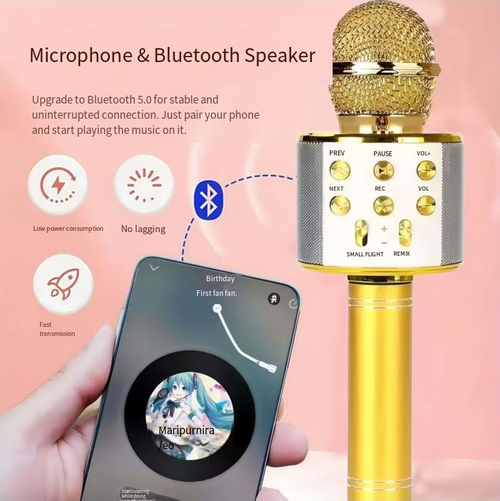 Microfone portátil portátil com alto-falante para crianças Microfone de karaokê sem fio Bluetooth Microfone de karaokê para cantar