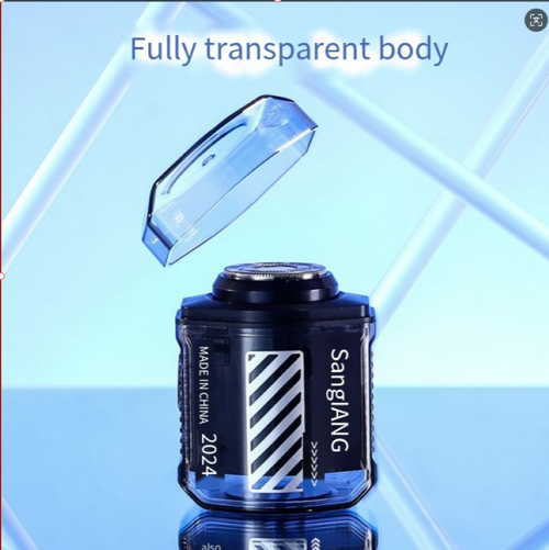 Barbeadores transparentes à prova d'água sem fio portátil face barba máquina de barbear rotativa recarregável para homens mini barbeador elétrico