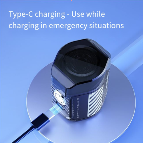 Barbeadores transparentes à prova d'água sem fio portátil face barba máquina de barbear rotativa recarregável para homens mini barbeador elétrico