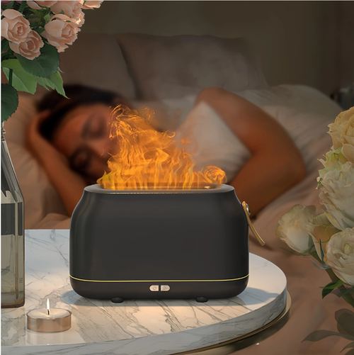 Lâmpada de aromaterapia de chama 3D Purificador de ar umidificador silencioso doméstico Máquina de aromaterapia de chama ultrassônica pequena