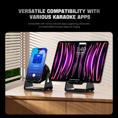 Suporte portátil para celular sem fio com iluminação RGB LED Suporte de indução inteligente Reprodutor de música e alto-falante