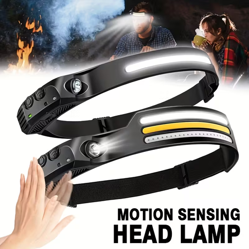 Farol LED com sensor de movimento multifuncional, iluminação de emergência 3COB-1COB brilhante, lanterna portátil externa recarregável USB para camping, caminhada, corrida, pesca, luz de trabalho