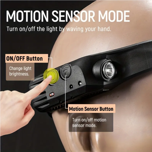 Farol LED com sensor de movimento multifuncional, iluminação de emergência 3COB-1COB brilhante, lanterna portátil externa recarregável USB para camping, caminhada, corrida, pesca, luz de trabalho