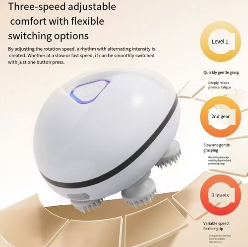 头部按摩器O massageador de cabeça inteligente está aqui!  Abrange todos os pontos de contato para massagear os pontos de acupuntura e possui uma função de aquecimento embutida para promover a circulação.  Diga adeus ao inchaço da cabeça e dor no ombro.  Com um design tranquilo que não incomoda os outros, 10 minutos por dia proporcionarão à sua cabeça uma experiência confortável de SPA, ajudando-o a relaxar a cada momento.