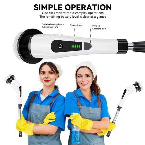 Escova de limpeza elétrica multifuncional, uma ótima ajudante para limpar toda a casa!  Pisos, vidros, banheiros, vasos sanitários, tampos de mesa, paredes - tudo pode ser facilmente limpo sem perder nenhum ponto.  O design extensível é super atencioso.  A operação é simples e sem esforço, facilitando a limpeza.  É o gadget indispensável para uma vida doméstica confortável!