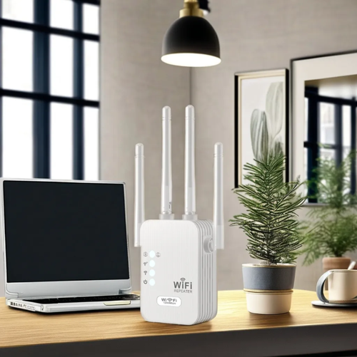O amplificador de sinal WiFi de 1200Mbps aumenta a velocidade da Internet em toda a casa.  Com transmissão de alta velocidade de banda dupla e operação simples, ele permite acesso contínuo à Internet de alta velocidade em toda a sua casa, esteja você em casa ou no trabalho.  Diga adeus ao atraso e às desconexões.  Agarre-o agora para embarcar em uma nova experiência de liberdade de rede!