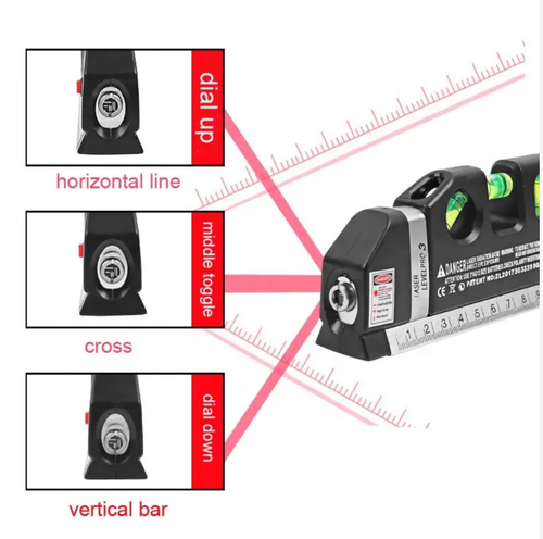 O nivelador a laser multifuncional integra projeção de nível a laser, fita métrica, régua e instrumento de nível 3D.  Ele projeta com precisão lasers horizontais e verticais, fornecendo controle de equilíbrio multidimensional e medição precisa com operação simples.  De projetos de construção a projetos domésticos DIY, é um ajudante versátil no campo da medição, garantindo resultados precisos e eficientes em uma única etapa.