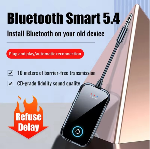 Este receptor-transmissor Bluetooth adota a tecnologia Bluetooth 5.4 e é plug-and-play.  Ele pode atualizar alto-falantes antigos, fones de ouvido com fio e outros dispositivos para dispositivos sem fio.  Ele suporta os modos de recepção e transmissão e também pode ser usado para chamadas viva-voz durante a condução.  A transmissão é estável e a qualidade do som é alta, permitindo fácil realização da liberdade de áudio sem fio.