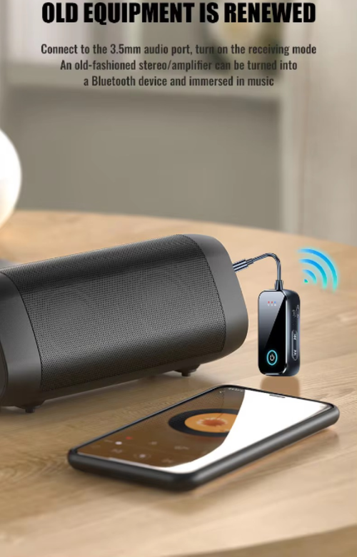 Este receptor-transmissor Bluetooth adota a tecnologia Bluetooth 5.4 e é plug-and-play.  Ele pode atualizar alto-falantes antigos, fones de ouvido com fio e outros dispositivos para dispositivos sem fio.  Ele suporta os modos de recepção e transmissão e também pode ser usado para chamadas viva-voz durante a condução.  A transmissão é estável e a qualidade do som é alta, permitindo fácil realização da liberdade de áudio sem fio.