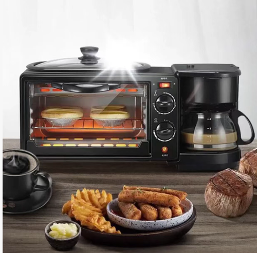 Esta máquina de café da manhã 3 em 1 integra as funções de fazer café, Os dois tubos de aquecimento na parte superior e inferior controlam uniformemente a temperatura, permitindo operações simultâneas de cozimento, fervura e fritura.  Economiza tempo e é delicioso.  Seja para funcionários de escritório ocupados que precisam se apressar ou para os amantes da comida que desejam variedade, ele pode facilmente preparar um café da manhã delicado, adicionando vitalidade e pequenas alegrias à vida.