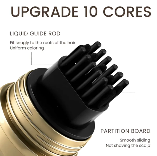 Faça o pedido hoje e você receberá 4 pequenas canetas de cabelo com ponta dourada, com ponta dourada.  Eles têm um cabo dourado com 10 dentes.  Eles podem corrigir cabelos grisalhos e fazer com que o cabelo mostre sua cor natural.  Eles possuem funções à prova d'água e de suor, deixando o cabelo mais suave.  Basta abrir a embalagem e usá-la para estilizar o cabelo.  Leva apenas 2 minutos para cobrir os dois lados da cabeça.  Guarde no bolso para emergências!