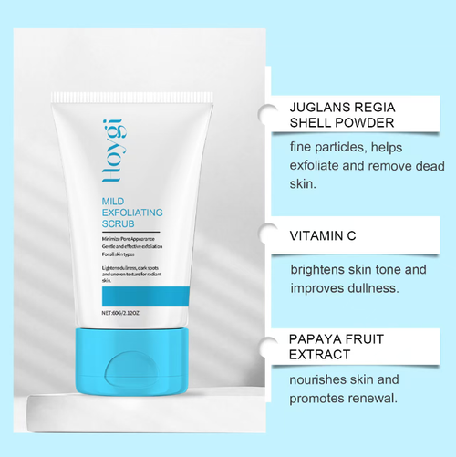 Esfoliante Anti-Envelhecimento: Partículas macias e finas removem suavemente as células velhas e mortas da pele.  É suave para a pele e adequada tanto para o rosto quanto para o corpo.   Ele ajuda a esfoliar, reduzir rugas e firmar a pele.  Depois de lavar o rosto, a pele fica mais clara e firme, permitindo que a essência seja melhor absorvida.  Até pele áspera nas articulações pode ser amolecida.  Hoje comprei 3 frascos e vai manter minha pele lisa por meio ano.