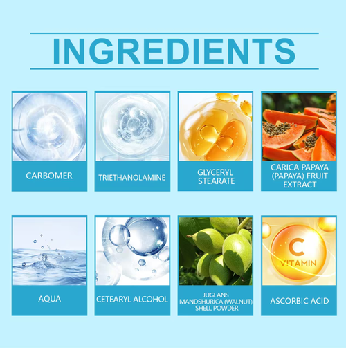 Esfoliante Anti-Envelhecimento: Partículas macias e finas removem suavemente as células velhas e mortas da pele.  É suave para a pele e adequada tanto para o rosto quanto para o corpo.   Ele ajuda a esfoliar, reduzir rugas e firmar a pele.  Depois de lavar o rosto, a pele fica mais clara e firme, permitindo que a essência seja melhor absorvida.  Até pele áspera nas articulações pode ser amolecida.  Hoje comprei 3 frascos e vai manter minha pele lisa por meio ano.