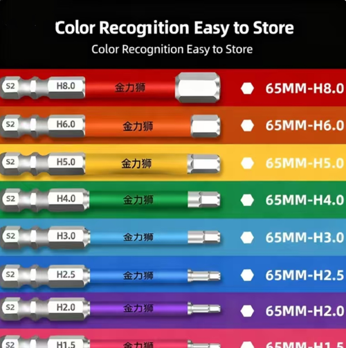 Cabeça de soquete hexagonal de impacto colorida atrai fortemente parafusos pequenos.  A haste antichoque pode facilmente apertar pregos enferrujados sem quebrar.   laranja, amarelo, verde e roxo facilitam a identificação do modelo num instante.  É altamente eficiente para consumir.  O eixo fino pode caber em espaços estreitos, adequados para a maioria dos porta-ferramentas.  Isso economiza espaço para armazenamento.  Este conjunto é tudo o que você precisa para equipamentos de reparo doméstico.