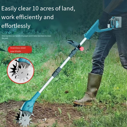 Máquina de capinar com bateria de lítio, motor brushless + lâmina de aço manganês, rapidamente quebra o solo duro.  Com uma única carga, pode soltar 10 acres de terra.  Sua eficiência é 5 vezes maior que a de uma enxada.  Alça ajustável para evitar dobras e torções, evita emaranhamento de grama, corpo leve.  Idosos e mulheres também podem operá-lo de forma estável.  Consumo zero de combustível e fácil de armazenar.  Não precisa depender da força bruta para farmar.  Afrouxe o solo com facilidade!