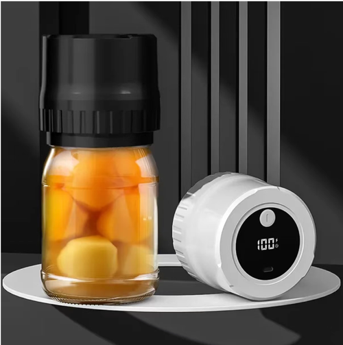 The upgraded Mason jar sealing machine, with one-click start and an electric vacuum pump to free your hands. It comes with a portable vacuum machine and multiple sealing lids, suitable for Mason jars. It can vacuum-seal fruits and vegetables inside the jars, keeping them fresh and dry. The operation is simple, making food storage more convenient and a great helper for home storage. It carefully safeguards every preservation operation.