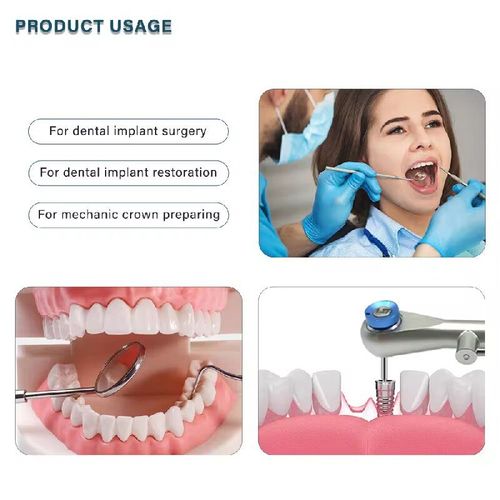 Dental Universal Implant Restoration Tool Kit Set: 16 multi-system compatible screwdrivers 10-70Ncm adjustable precision torque wrench made of high-hardness medical stainless steel material supporting 135° high-temperature sterilization compatible with ITI Odontex Denton and other multi-brand implant systems specialized for oral implant surgeries abutment restorations precise torque tools