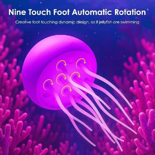 Lâmpada Atmosférica de Água-viva Sacudindo Espiritualmente: Controle por voz, modo duplo de botões, gradiente RGB de cores completas.  Tentáculos rotativos automaticamente podem ser pendurados ou colocados na mesa.  Luminária noturna de alto mar para a cabeceira do quarto, decoração da sala de estar, quarto infantil para o sonífero infantil, luminária criativa para carregar.