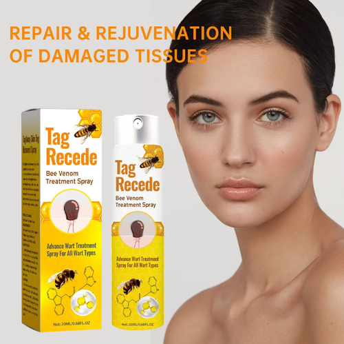 Tag Recede Bee Venom Spray de Tratamento, 20ML por frasco.  Altamente eficaz na remoção de várias manchas na pele.  Contém ingredientes naturais como extrato de veneno de abelha, seguro e indolor, sem deixar cicatrizes.  Faça seu pedido hoje e enviaremos um total de 5 frascos.  Pode ser usado por cerca de 3 meses.  Use continuamente para reparar danos, limpar profundamente e deixar a pele lisa novamente.  Venha fazer seu pedido agora!