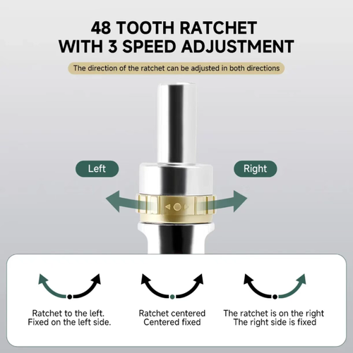 Esta chave de fenda multifuncional de catraca é engenhosamente projetada.  Possui armazenamento de duas asas, rotação de 180 graus, catraca de 48 dentes com ajuste de três marchas, compatibilidade universal e é altamente eficiente e economiza mão de obra.  Seja para manutenção diária ou operações profissionais, ele pode lidar com qualquer tarefa com facilidade.  Essa chave de fenda se tornará um assistente indispensável e confiável no seu trabalho.  Rápido, faça seu pedido!