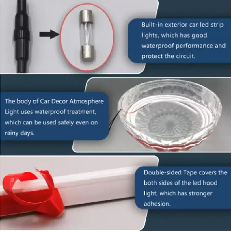 Item indispensável para a posição C noturna,estilo cibernético vermelho e branco, encaixa perfeitamente no capô do carro.8 tipos de efeitos de iluminação dinâmica, a luz fluindo durante a direção chama a atenção,luzes de estacionamento criam fotos impressionantes.Instalação contínua em 10 minutos, compatível com múltiplos modelos de veículos.  Brilhante, mas não deslumbrante, função dupla de decoração e aumento do reconhecimento.  A frente do carro se torna instantaneamente um modelo exclusivo!