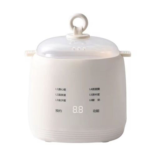 Panela multifuncional de ovos com controle preciso de temperatura: 6 modos cobrindo cozido mole, termal e ovo dourado.  A cobertura transparente e visível permite que você acompanhe o processo de cozimento sem abrir a tampa.  Possui uma grade de fumaça de várias camadas para cozinhar ovos, sopas de ovos, e também pode ser usada para fazer chá de ovos, sobremesas cozidas e iogurte fermentado.  É um prático aparelho leve para cozinha e para amantes de café da manhã e mães.