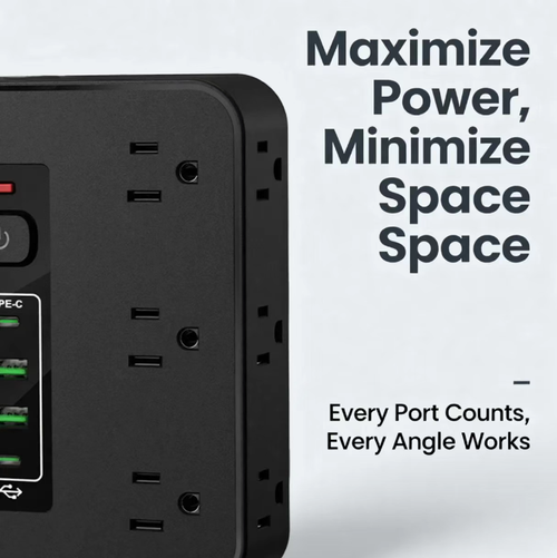 This smart power strip is the savior for messy wires on your desk: 360° multi-hole design doesn't interfere with each other, it has 1 Type-C + 3 USB charging ports, a 78.74-inch long cable that can adapt to remote sockets, overload protection + flame-retardant casing for greater safety, and a 5.39-inch compact size that saves space, suitable for various scenarios such as desks and TV cabinets. The desktop's cleanliness has been doubled.