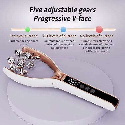 Dispositivo Beleza Aprimorado com Duplo Rolo: Rolos duplos + microcorrente EMS, 5 níveis de intensidade, levanta a linha da mandíbula e reduz o inchaço.  Radiofrequência RF + luz vermelha e azul, promove a produção de colágeno, reduz a acne e estabiliza a pele.  Corpo dourado rosa, dura meio mês com uma única carga, 5 minutos diários, aproveite para anti-envelhecimento e emagrecimento em casa, como em clínica.Portátil e não ocupa espaço,uma ferramenta de beleza indispensável para os preguiçosos.