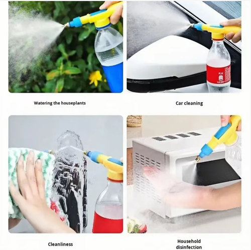 Se você fizer um pedido hoje, enviaremos um total de 5 pulverizadores portáteis de rega e pulverização, simples e práticos.  Basta rosquear a garrafa plástica e ela pode se transformar instantaneamente em uma ferramenta de água.  O funcionamento da alavanca é suave e sem esforço.  Possui dois modos: pulverização de água e jato de água.  Pode ser usado para regar plantas, limpar veículos e desinfeção.  É muito fácil de operar com uma mão e extremamente conveniente.