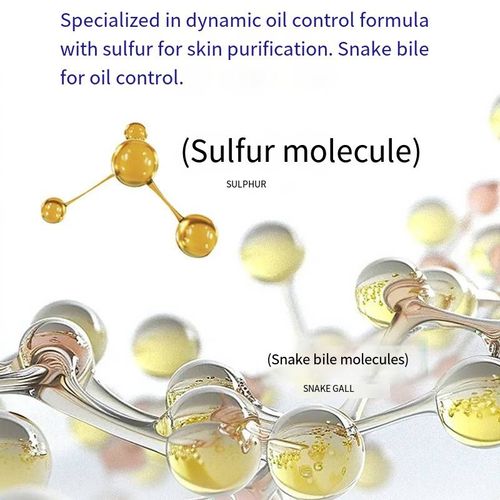 Faça o pedido hoje e você receberá 5 caixas do shampoo facial de limpeza profunda e controle de óleo com complexo de enxofre e galha de cobra.  Ele apresenta uma fórmula profissional de controle dinâmico de óleo.  As moléculas de enxofre e os componentes do óleo de bile de cobra trabalham juntos para alcançar efeitos duplos.  A espuma espessa pode remover suavemente óleo, sujeira e manchas.  Ele limpa profundamente os poros e revive a vitalidade da pele.