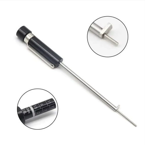 This detection pen helps you avoid driving hazards! The metal probe accurately measures the thickness, with clear and intuitive scales. There's no need to guess the damage based on your intuition. The pen is the size of a signature pen and is portable and easy to carry. It can be put in your pocket or placed in the glove compartment without taking up space. It has zero learning cost, helps avoid excessive consumption, and is a practical tool for safeguarding driving safety!