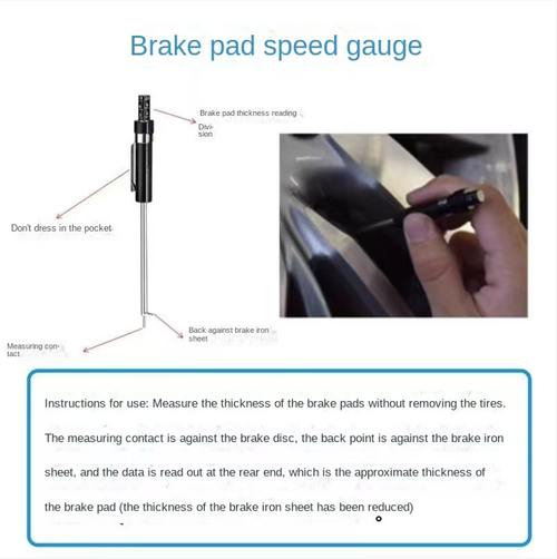 This detection pen helps you avoid driving hazards! The metal probe accurately measures the thickness, with clear and intuitive scales. There's no need to guess the damage based on your intuition. The pen is the size of a signature pen and is portable and easy to carry. It can be put in your pocket or placed in the glove compartment without taking up space. It has zero learning cost, helps avoid excessive consumption, and is a practical tool for safeguarding driving safety!