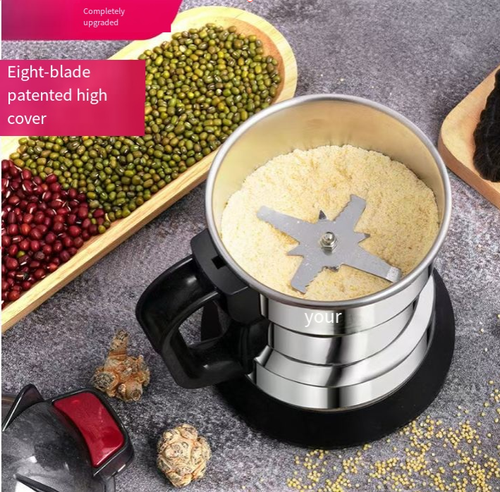 Esse moedor de aço inoxidável resolve o problema dos materiais de moagem da cozinha.  A cabeça de corte patenteada de 8 lâminas pode moer os ingredientes até a consistência da fumaça, adequada para vários tipos como ervas, grãos e temperos.  O motor de cobre puro é durável, e o recipiente interno de aço inoxidável não transfere odores e é fácil de limpar.  É pequeno e economiza espaço, permitindo moer ingredientes finos facilmente.