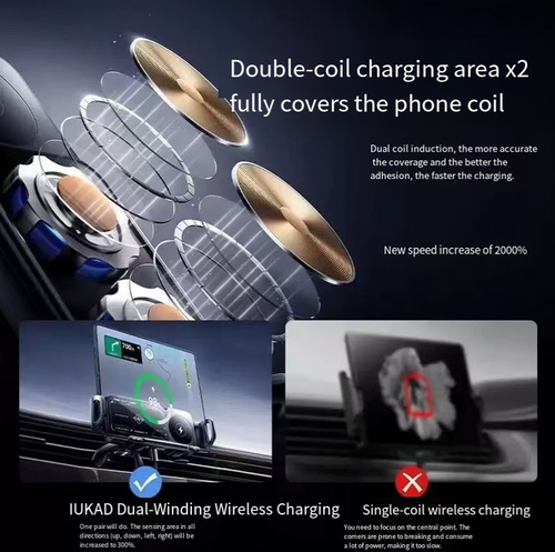 Este suporte de carregamento sem fio é compatível com todos os modelos, com o braço sensor de gravidade apertando automaticamente.  Permanece estável mesmo durante frenagens bruscas ou solavancos.  Ele pode ser estendido e retraído com uma mão e com um único clique.  Ele pode alternar entre modos retrato e paisagem com um único clique.  O carregamento rápido sem fio é sem linha.  A tela dobrável também pode ser adaptada e fixada com segurança.É conveniente e arrumado para se deslocar e dirigir.