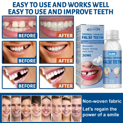 Faça o pedido hoje e você receberá 5 frascos do kit de reparo de buracos para obturação de dente fácil de usar - cola para obturação.Após o aquecimento,pode ser aplicado no dente faltante e também pode ser moldado de forma única por meio de técnicas DIY.  É portátil e reutilizável.  Não é para uso médico, mas é adequado para casos leves e ajuda a evitar situações constrangedoras em ambientes sociais.Isso vai ajudar você a evitar sorrisos constrangidos em pequenas ocasiões e ainda mais diversão.