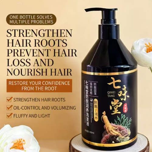 Faça o pedido hoje e você receberá 3 frascos do ancestral shampoo essência herbal de ginseng, anti-queda de cabelo e anticaspa.  O shampoo anti-queda de cabelo Qiwei Tang contém essência herbal.Pode fortalecer as raízes do cabelo e reduzir a quebra do cabelo.  Após a lavagem, as raízes do cabelo ficam fofas.  É adequado para todos os tipos de cabelo.  A garrafa de grande capacidade é resistente e durável, e o efeito nutritivo no cabelo pode ser alcançado durante o processo de lavagem do cabelo.