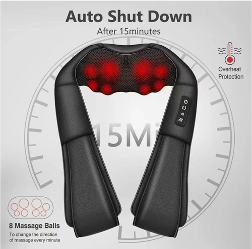Este dispositivo de massagem cervical no estilo de amassa: 8 bolas de massagem 3D amassadas profundamente, terapia de calor com luz vermelha alivia ombros rígidos, ajuste em múltiplos níveis + rotação bidirecional, design de pendurada no pescoço libera mãos, desliga automaticamente após 15 minutos para maior segurança, adequado para escritório, creche e uso doméstico, permitindo que você desfrute de relaxamento profissional de ombros e pescoço a qualquer momento.
