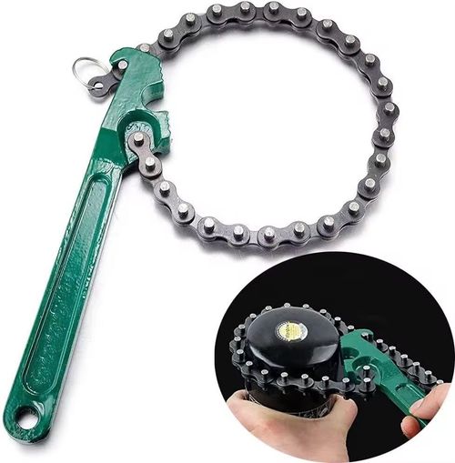 chave de filtro de óleo de dois tamanhos de 8 polegadas e 12 polegadas com estrutura de corrente dentada antiderrapante.  Ferramenta especial para desmontar e montar filtros de óleo de carros e motocicletas.  Ferramenta eficiente para reparo automotivo doméstico e manutenção de troca de óleo.  Adequado para vários modelos de veículos.  Mordida segura e não propensa a escorregar.  Um conjunto atende a requisitos de tamanho diferentes.  Material de alta dureza para maior durabilidade.