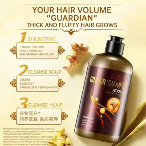 Faça o pedido hoje e você receberá 2 frascos de shampoo Thai ginger herbal essence que remove efetivamente óleo, caspa e deixa o cabelo liso e brilhante.  Ele contém suco de gengibre fresco, que pode fortalecer as raízes do cabelo e reduzir a queda de cabelo.  A essência de limão pode controlar a secreção de óleo e a caspa.  A espuma rica é suave, mas eficaz, e pode limpar o couro cabeludo.  Após a lavagem, as raízes do cabelo ficam fofas, criando um penteado refrescante e em camadas.