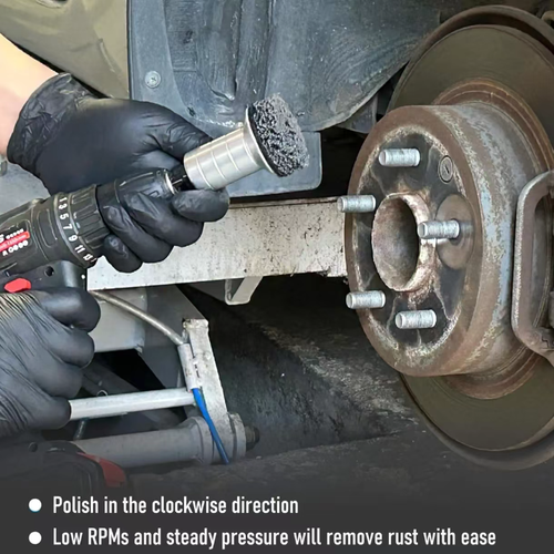 Ferramenta de Remoção e Manutenção de Ferrugem do Cubo de Roda Abrasiva Black Diamond remove rapidamente ferrugem, camadas de óxido e rebarbas, além de concluir o polimento e a limpeza.  O cabo de liga de alumínio é resistente e antiderrapante, com cabeças de retificação substituíveis que se encaixam em furadeiras manuais.  A interface é estável sem tremores, tornando-a uma ferramenta mágica eficiente para reparo automotivo, processamento de hardware e manutenção de metais.