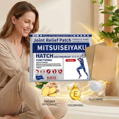 Faça o pedido hoje e você receberá 3 pacotes com um total de 18 adesivos de cuidado articular calmantes e não irritantes com extrato de ervas.  Esses adesivos são feitos com misturas naturais de ervas (gengibre, glucosamina e tocoferol) e podem se adequar aos contornos do seu corpo, especialmente aliviando dores musculares,  Eles ajudam a manter a facilidade de movimento, flexibilidade e conforto geral durante suas atividades diárias e estilo de vida ativo.