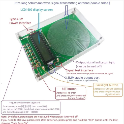7,83Hz - a frequência original de ressonância da terra, ajuda você a ancorar o ritmo natural, melhorar a insônia e aumentar a concentração.  O corpo portátil de acrílico é ajustável de 0,01 a 100Hz, com fonte de alimentação Tipo C e armazenamento de parâmetros.  Traga a energia curativa da floresta para sua vida diária, reconectando-se com um senso de relaxamento a qualquer momento.  Ajudar você a recuperar a chave do seu batimento cardíaco natural.