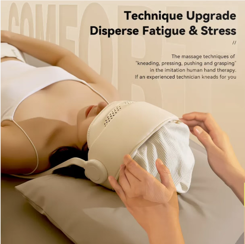 Massageador Integrado para Cabeça e Olhos: Airbags de seis zonas simulam as técnicas de um massagista mestre, o grafeno oferece três configurações de aquecimento para aliviar a área dos olhos, com um design de orifícios visível permitindo que você continue assistindo seus programas favoritos sem interrupções.   Ele possui uma bateria de 2000mAh para energia duradoura, permitindo que você recarregue seu cérebro a qualquer hora e em qualquer lugar.