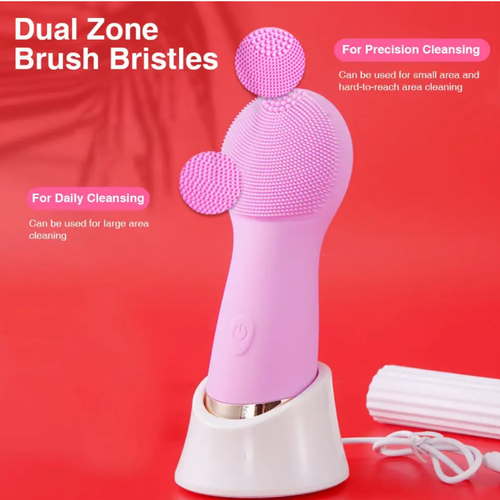 Dispositivo de limpeza facial de silicone de grau alimentar, com cabeças de escova de duas zonas para limpeza direcionada, vibração de alta frequência para penetrar nos poros, removendo suavemente óleo e sujeira.  A parte inferior possui uma função de massagem térmica para promover a absorção.  É classificado como IPX5 para resistência à água e pode ser usado durante o banho.  Com longa duração da bateria, é portátil e compacto,tornando-se um companheiro útil para os cuidados diários com a pele.