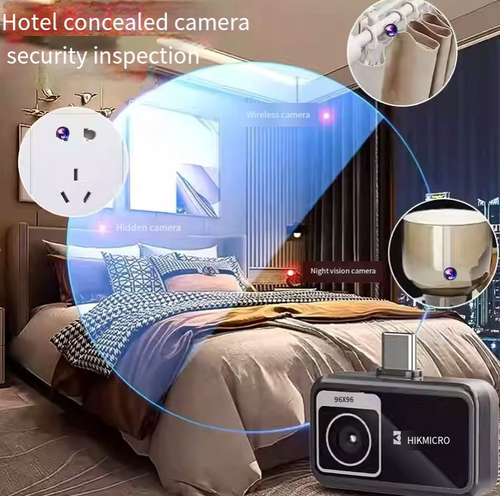 O imageador térmico infravermelho móvel Hikvision Microvision, plug-and-play Tipo-C, com resolução 96×96, captura com precisão as diferenças de temperatura.  Ele pode localizar rapidamente câmeras escondidas, pontos de vazamento de água e eletricidade, e falhas nos equipamentos.  É compacto e portátil, fácil de transportar e uma ferramenta prática para proteção da privacidade durante viagens de negócios, manutenção e resolução de problemas de equipamentos, além de autoinspeção em casa.