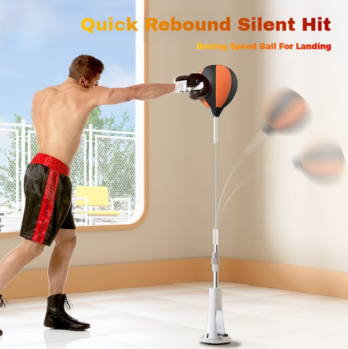 Bola de reação vertical de boxe com recurso flexível de rebote de 360°.  Ele aumenta a velocidade de reação e o poder explosivo.  As ventosas potentes são estáveis e não tremem, com altura ajustável adequada para todas as faixas etárias.  O design silencioso não incomoda os outros.  É adequado para relaxamento doméstico, treinamento físico, interação entre pais e filhos, e é uma escolha prática para expressar vitalidade a qualquer momento.