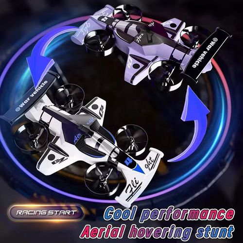 Drone e Carro de Corrida 2 em 1 Controle Remoto: Veículo RC Duplo Modo Ar-Terra com luzes LED vibrantes, controle remoto anti-interferência de 2,4GHz, função de derrapagem de acrobacias em 360°, decolagem vertical e desempenho estável em suspensão, design amigável para iniciantes, adequado para aventuras internas e externas, ótimo presente para crianças, adolescentes e adultos que amam brinquedos RC, perfeito para Natal, aniversários e celebrações de feriados