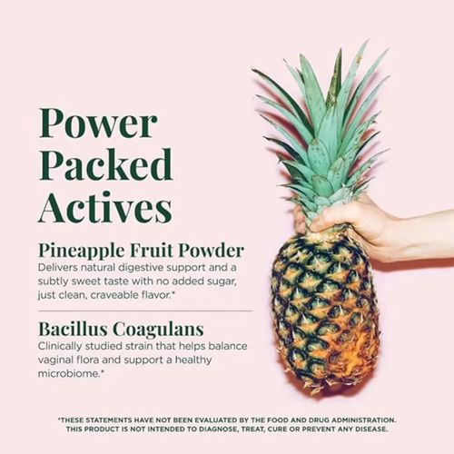 Faça o pedido hoje e você receberá 3 pacotes de probióticos Mastigáveis para a Regulação Microbiana Corporal Feminina e Melhoria da Satisfação Sexual.  Esses contêm 1 bilhão de Lactobacillus acidophilus e pó natural de fruta de abacaxi.  Este produto é sem açúcar e recebeu quatro certificações.  Tome dois comprimidos por dia.  Tem um sabor agridoce e pode manter suavemente o equilíbrio microbiano na área íntima, integrando-se facilmente ao seu dia a dia.